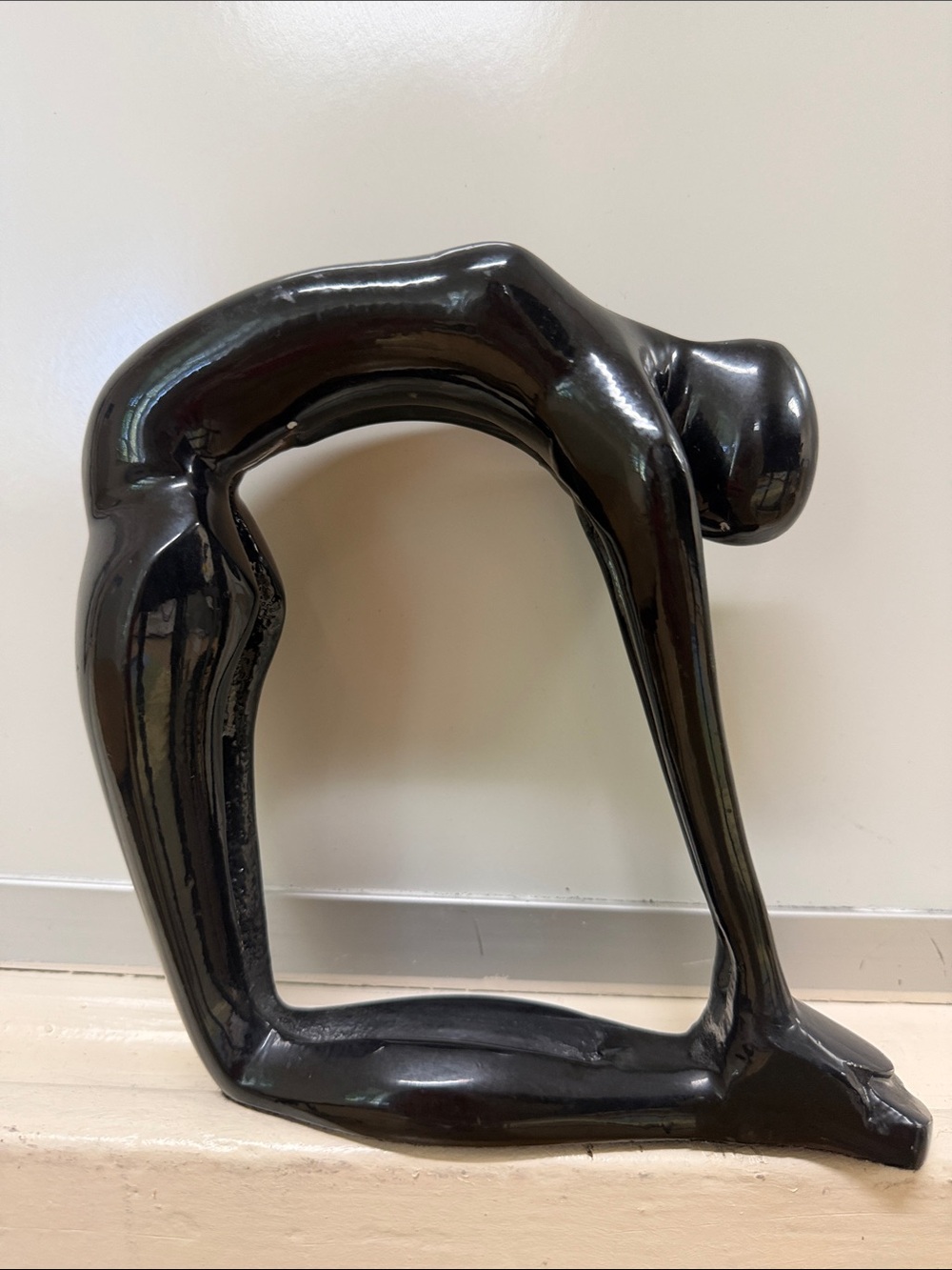 Contemporary Black Abstract Ceramic Figure Sculpture - Home Art, Yoga